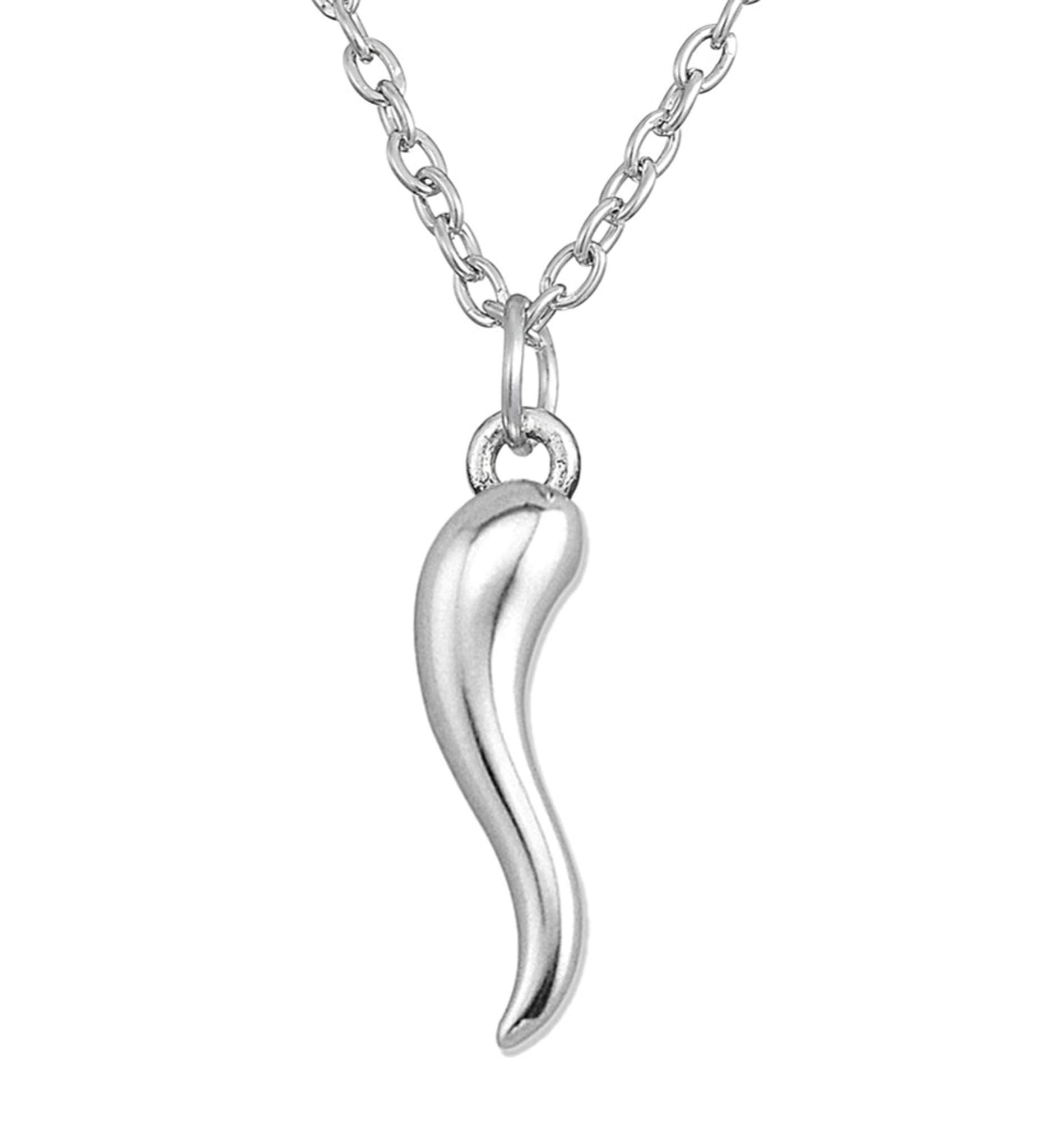 Silver Color Italian Horn Pendant Necklaces Lucky Amulet for Men Women