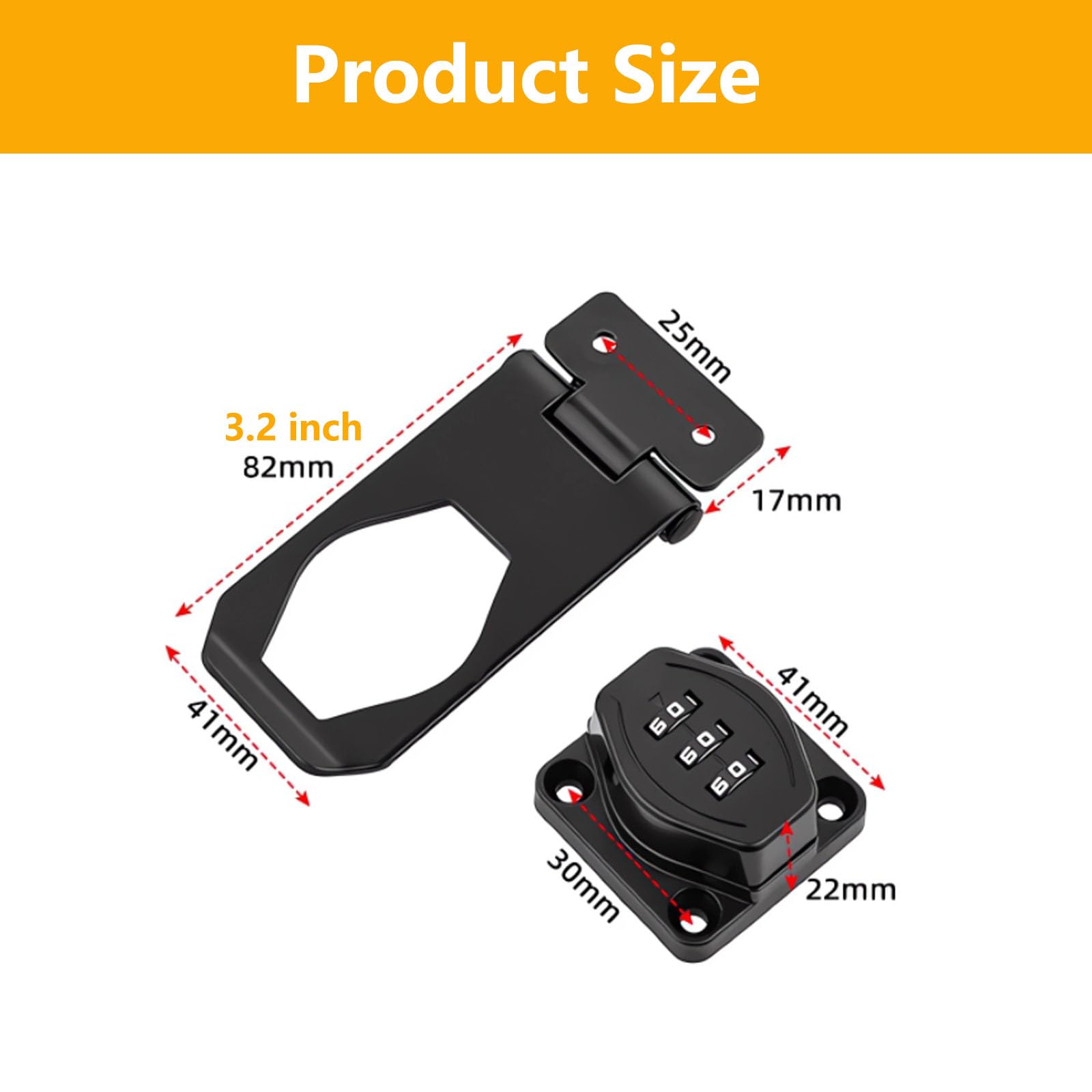 Keyless Bifold Door Lock - 3-Digit Combination Padlock -2