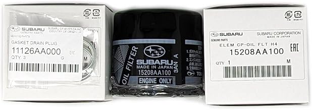Subaru Engine Oil Filter & Crush Gasket KIT 15208AA100 & 11126AA000 Genuine Legacy Outback Impreza Wrx STi Forester Baja (3 Pack)