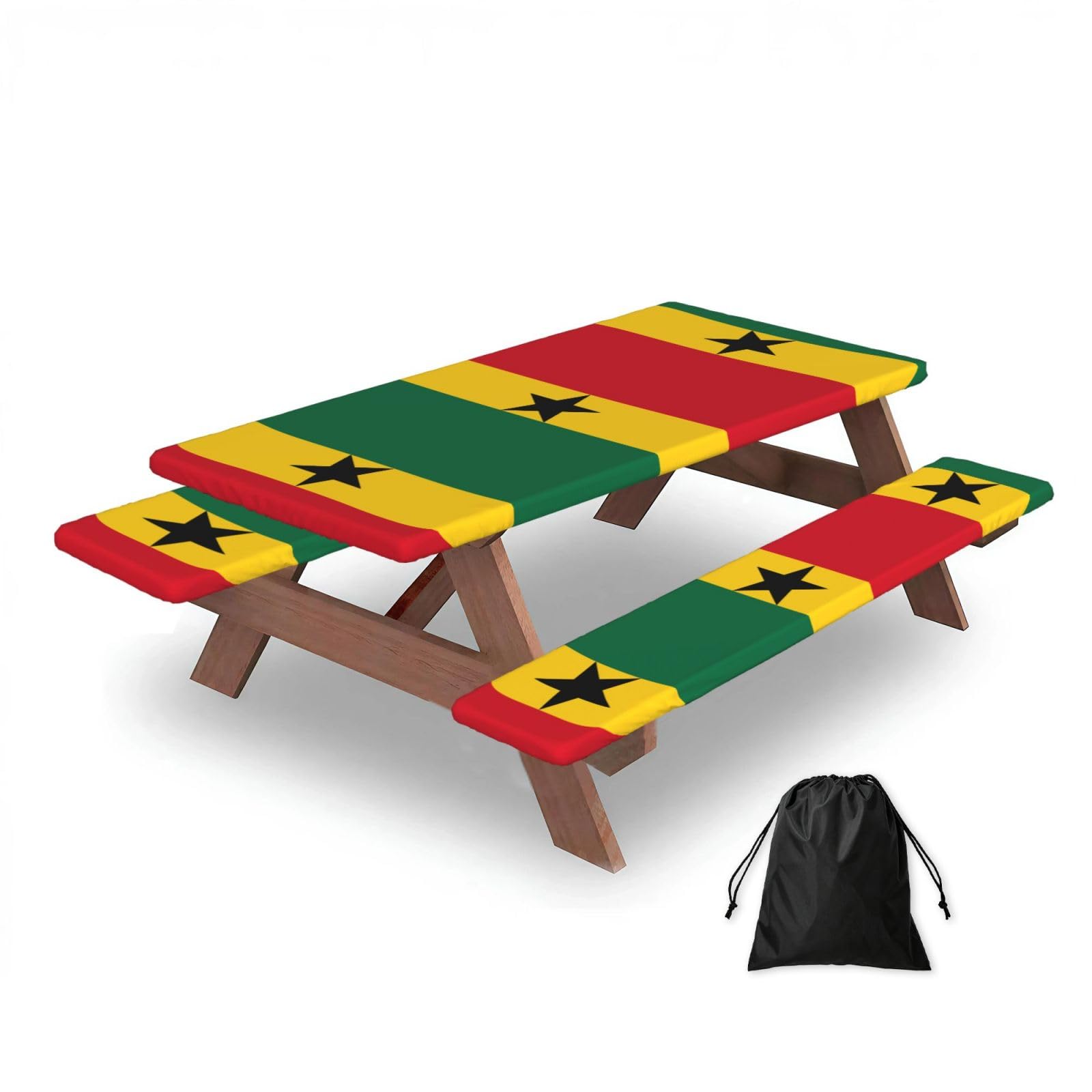Flag of Ghana Rectangular water-repellent picnic tablecloths, outdoor camping, picnic, BBQ