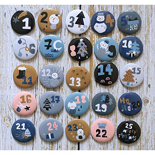HERZWILD Calendrier de l'Avent avec chiffres numérotés de 1 à 25 pour calendrier de Noël DIY pour sacs de jute, épingles Cover