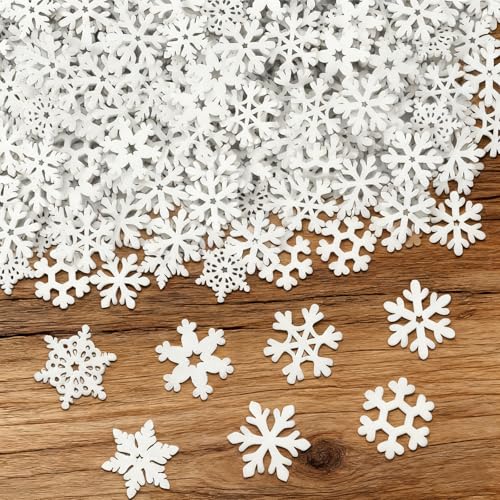 Tarqite 200 Stück Holz Schneeflocken Deko, 2cm Weihnachtsdeko...