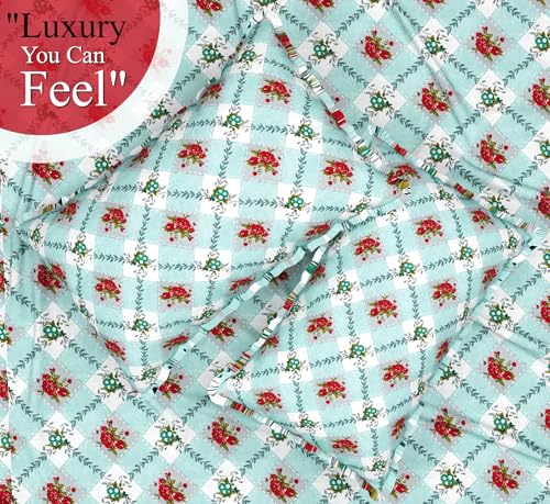 Image of BSB HOME 100% Cotton Double Bed Bedsheet Set | 144 TC Soft & Breathable | Sky Blue Rose Print with 2 Pillow Covers | Wrinkle Free | for Bedroom & Gifting (90 x 90 Inches)