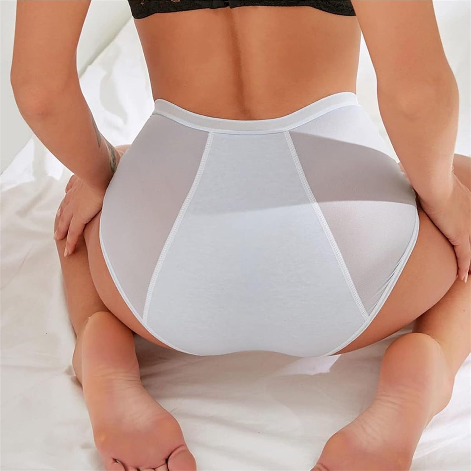 Damskie Majtki Menstruacyjne Z Wysokim Stanem, Wodoodporne, Rozciągliwe, Z Szerokim Klinem, Chroniące Przed Nietrzymaniem Moczu