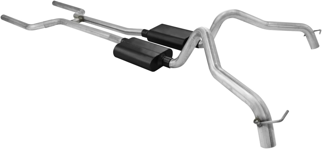 Flowmaster 817158 American Thunder Exhaust System Fits 1968-1974 Chevrolet Nova with V8 engine. 2.50 inch Stainless Steel Pipes - Aggressive to moderate sound