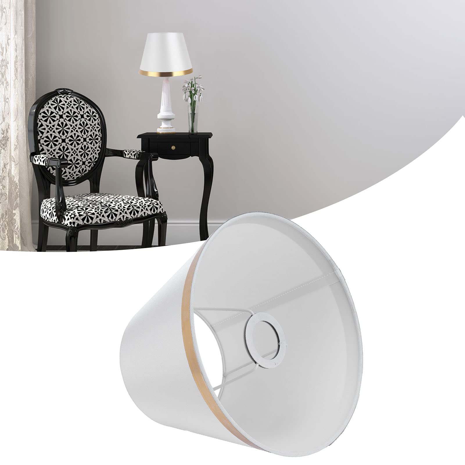 Paralume in Tessuto Moderno Stile Europeo per Lampada da Tavolo E27 - Luci Morbide Camera da Letto Soggiorno Ufficio Dormitorio Facile Installazione (Bianco)