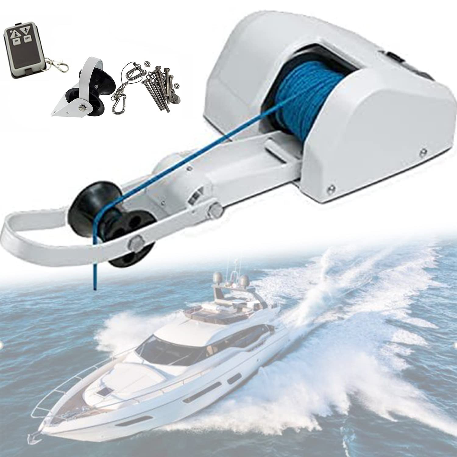 Verricello elettrico dell'ancora della barca 12V con telecomando Verricelli di traino per impieghi gravosi marini per acqua salata 25 libbre per barca da pesca pontone