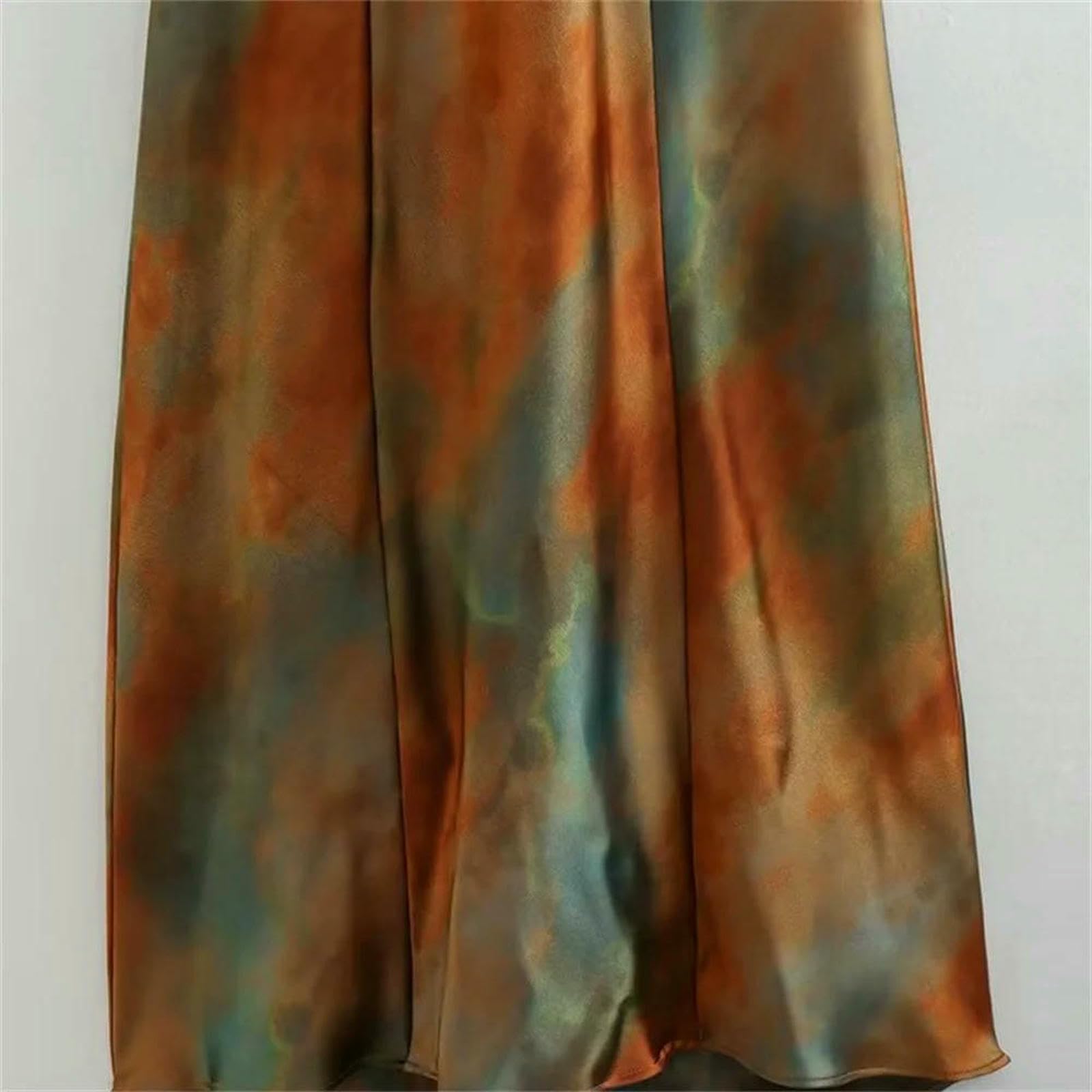 CHENSHI Vestito Donna Elegante Summer New Women's Wear Fashion Silk Satin Steture Stamped off Abito Posteriore-Marrone Scuro-l