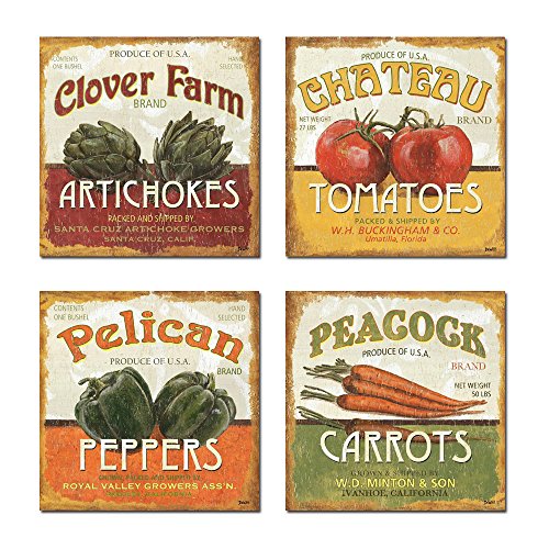 Spirit Up Art Retro Vegetables (Tomatoes, Peppers, Carrots, Artichokes) of Food Picture Painting