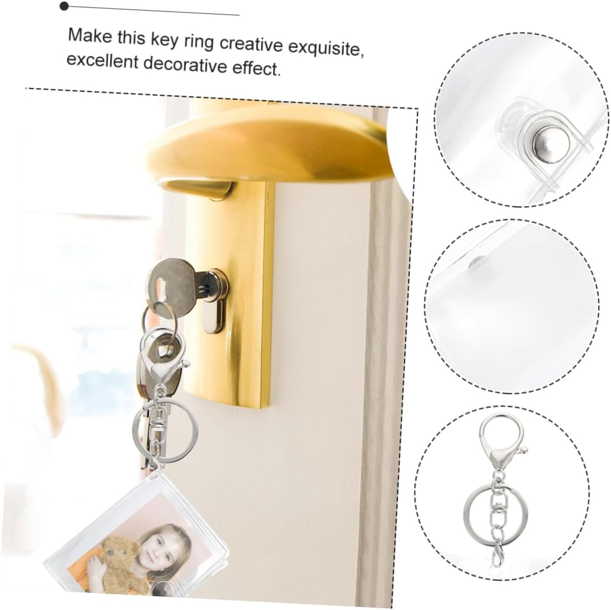 Housoutil Mini Photo Album Keychain 2pcs, 2-inch Pocket Card Photo Holder Key Ring for Travel and Daily Use, Small Decorative Picture Storage Accessory