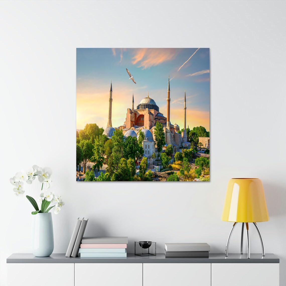 GADGETS WRAPGADGETS WRAP Canvas Gallery Wrap Framed for Home Office Studio Living Room Decoration (17x17inch) - Hagia Sophia Sunset