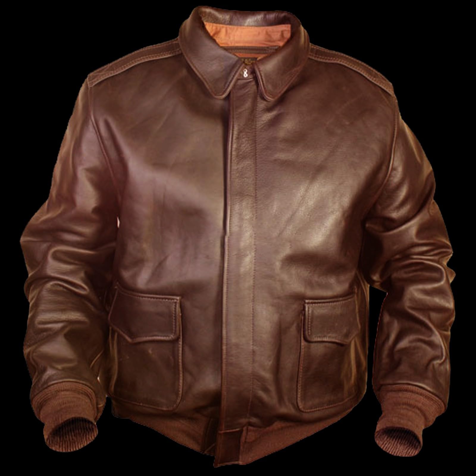 Chaqueta de cuero para hombre, cuello vuelto, casual, ligera, con bolsillos, cuello redondo, cremallera, manga larga, chaqueta casual