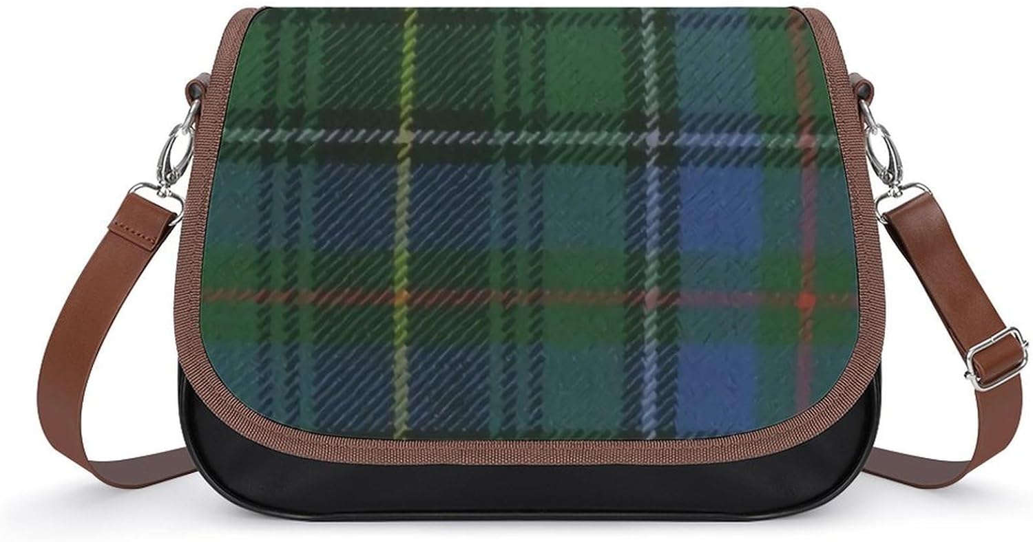 Black Watch Ancient Original Scottish Tartan_54984992Women's Faux Leather Crossbody Bag, Waterproof Wrinkle-Resistant Shoulder Bag with Detachable Strap, Large Capacity Casual Handbag, Fashion Daily P