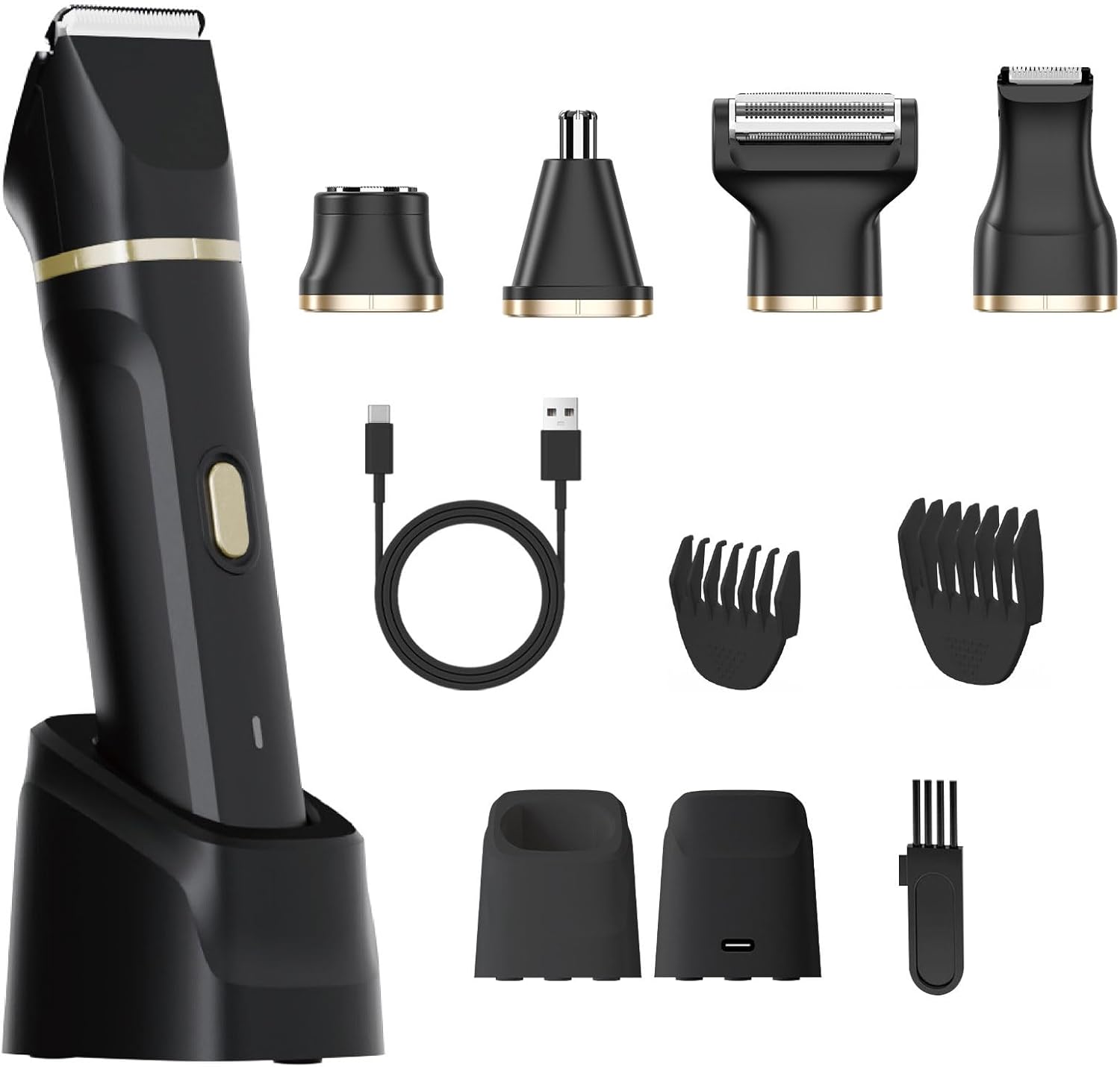ele ELEOPTION Electric Razors for Women 5-in-1 Waterproof Wet Dry Electric Shaver with USB Charge Dock, Legs Hair Remover, Body Shaver for Beard Bikini Trimmer for Women Black