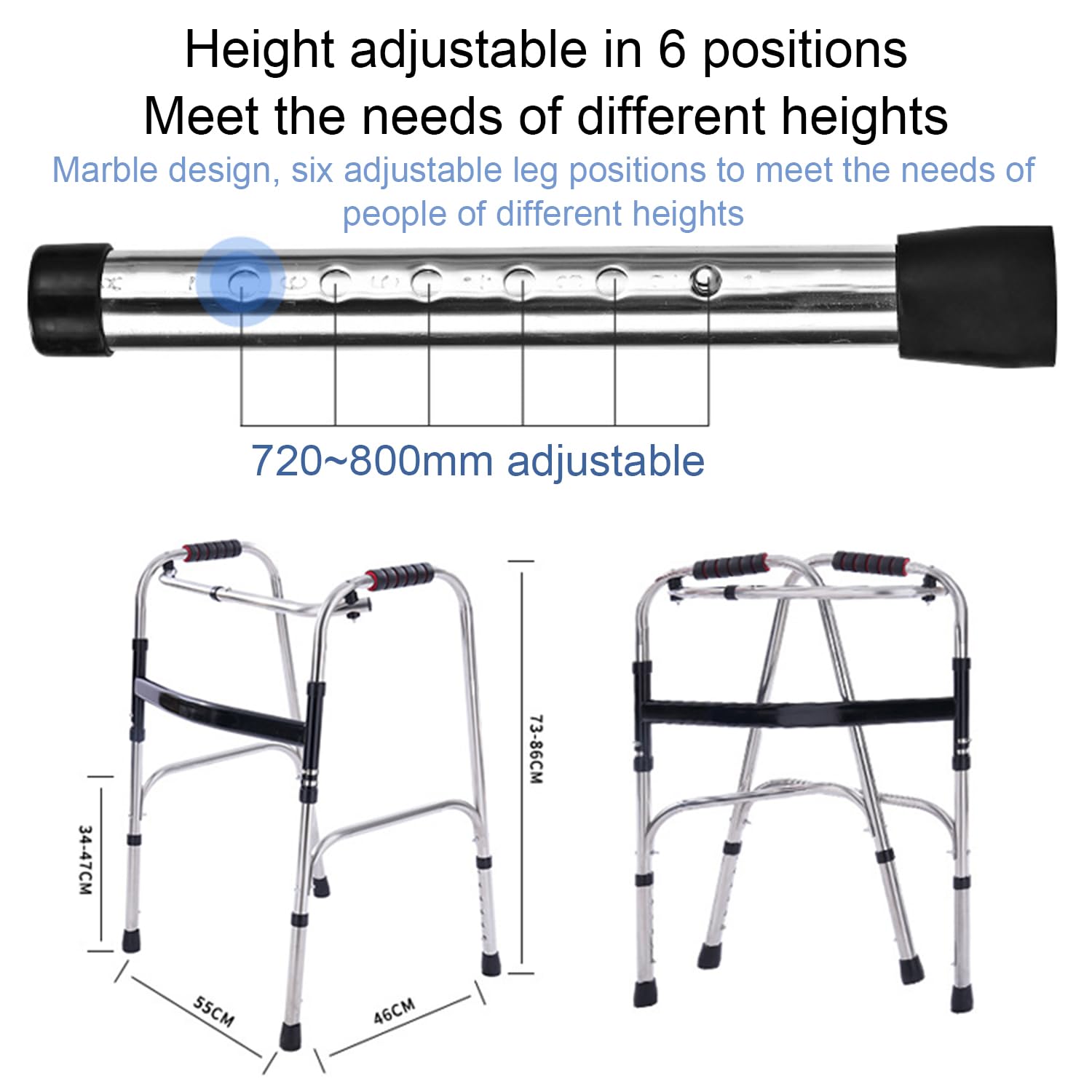 Andador para ancianos,Plegable,Ligero,Sin ruedas,caminadores para mayores,Mango ergonómico con almohadilla antideslizante,ligero,con capacidad de carga de hasta 180 kg,plegable
