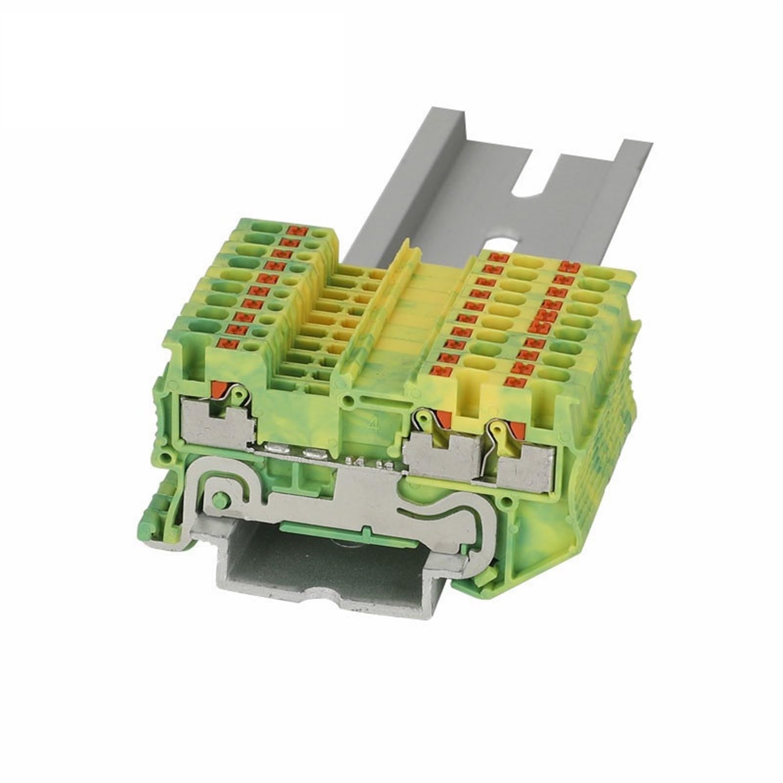 PT1.5-TW-PE Bloque de terminales de carril Din de alimentación a tierra a presión, conector eléctrico de cable con enchufe de 1,5 mm², 1 entrada y 2 salidas, PT 1.5-TW-PE (Color : PT 1.5-TW-PE, Size