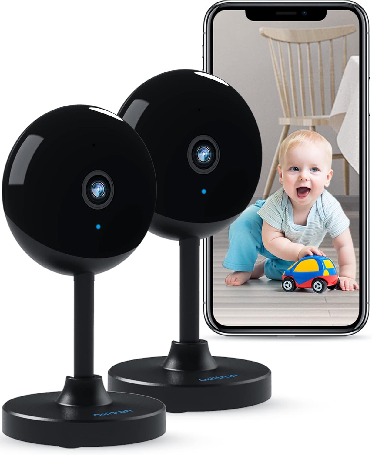 2 PCS 2K Indoor Camera Owltron Security Camera Baby Monitor with