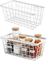 Vista 9 de Paquete de 2 organizadores de cestas colgantes de pared sobre la puerta del gabinete, cestas de alambre para organizar - cestas colgantes que