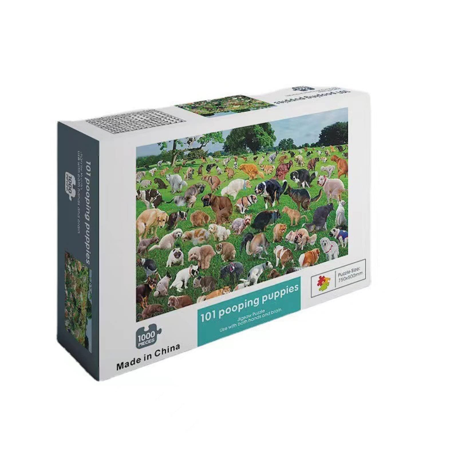 1000 Piece Dogs Pooping Puzzle, 101 Pooping Puppies, Funny Paper Puzzles for Adults, Gifts for Dog Lovers and Puppy Owners