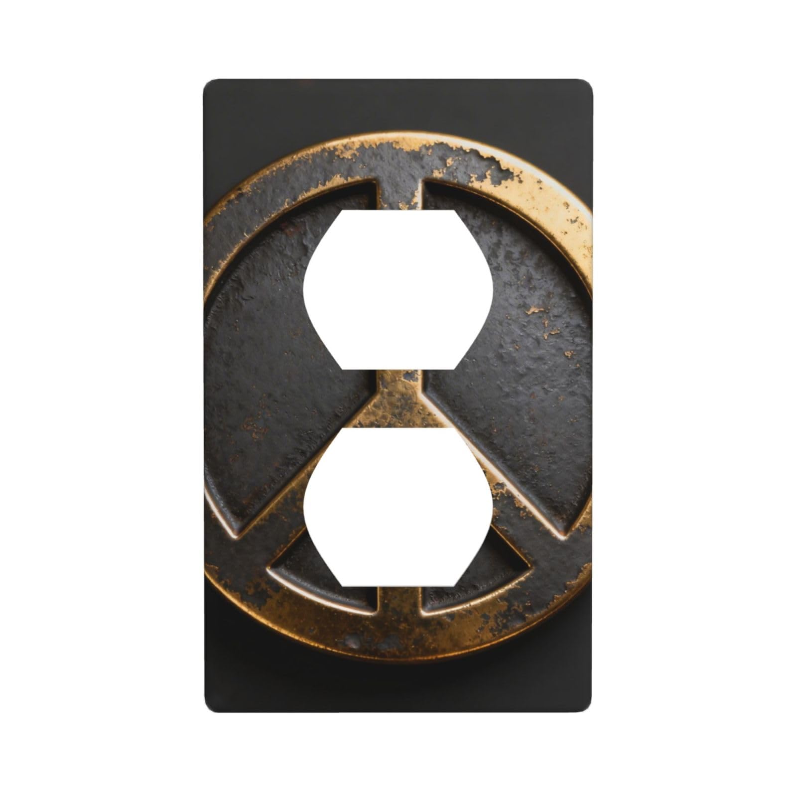 Peace Symbol Badge Decorative Switch Plate Cover-Unbreakable Polycarbonate Wall Plate for Home Office, 1 Gang with Screws