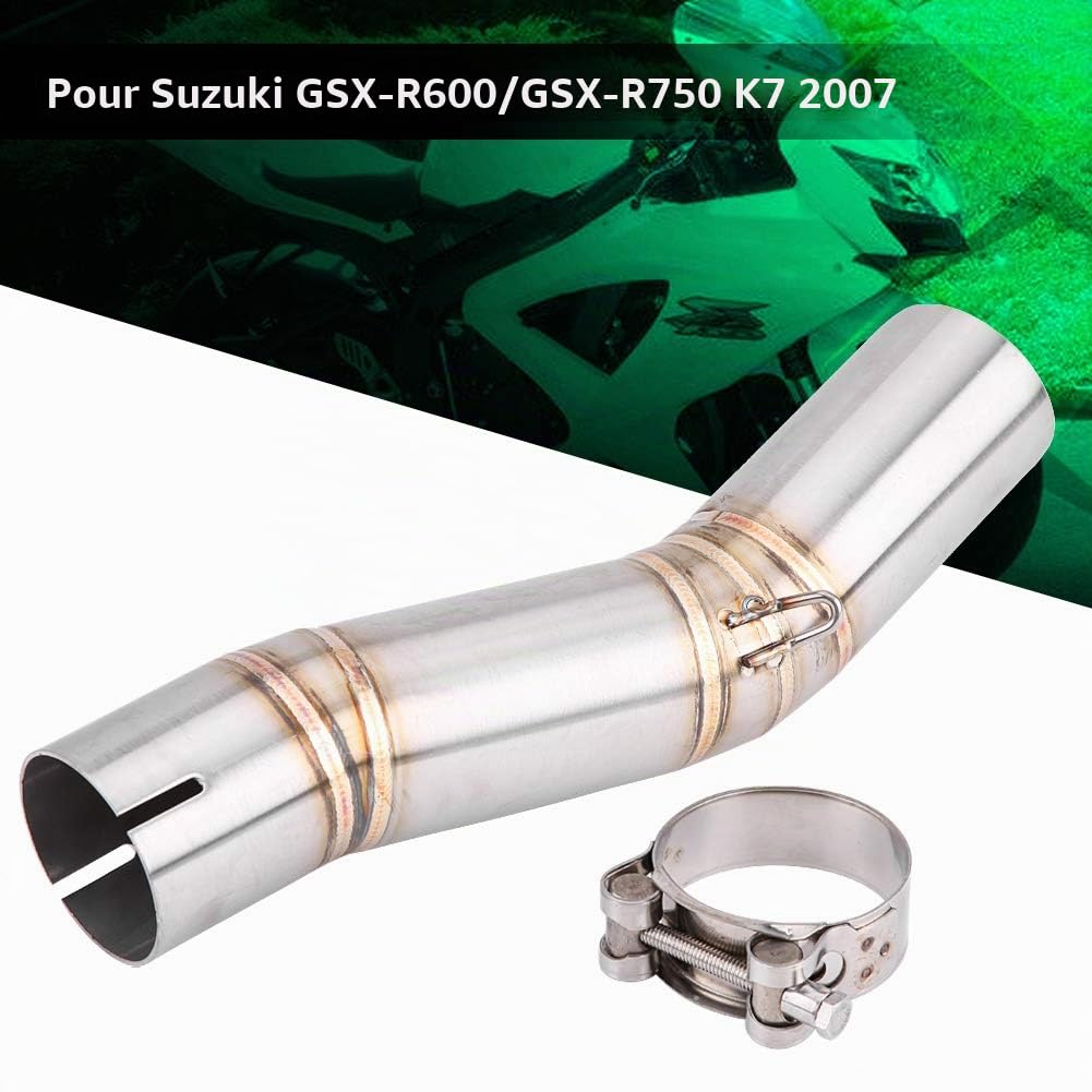 KIMISS Tube D'échappement de Moto, Connecteur Central D'échappement Avec Accessoires de Montage pour GSX-R600 / GSX-R750(K7)