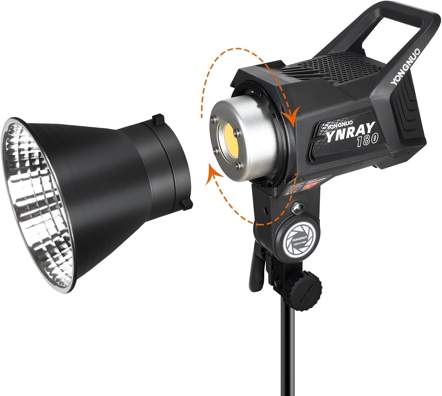 Yongnuo YNRAY180 LED Video Light, 180W 5600K COB Lamp Bead Bowen Mount CRI 96+ TLCI 98+ 65000LUX@1m 2.4G Wireless Remote Control 256 Channels for Video Recording, Wedding, Outdoor Shooting