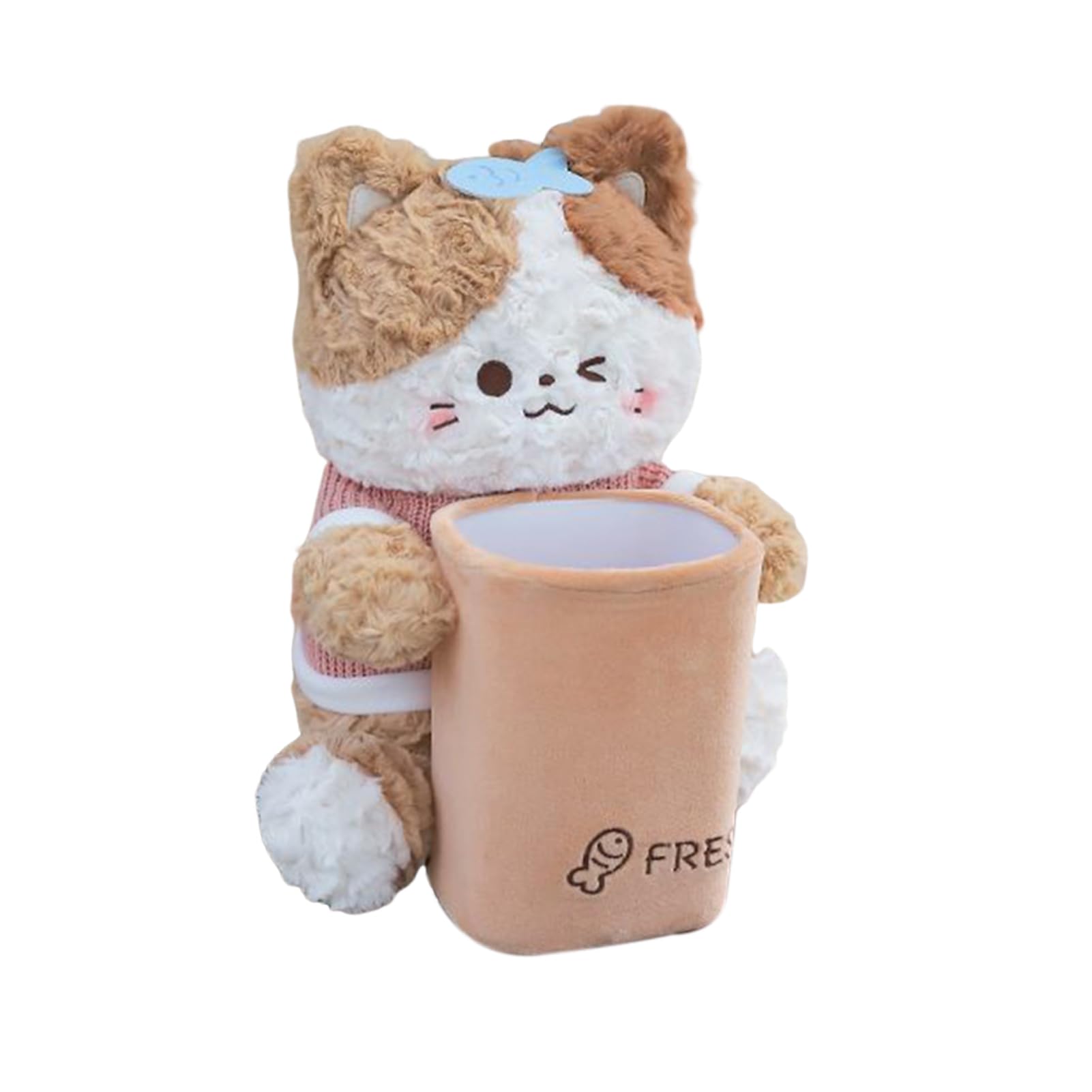 Glifora Car Trash Can with Tissue Box - Cute Bear Design Plush Doll, Waterproof Inner Bucket, Car Armrest Organiser Fits Most Centre Consoles