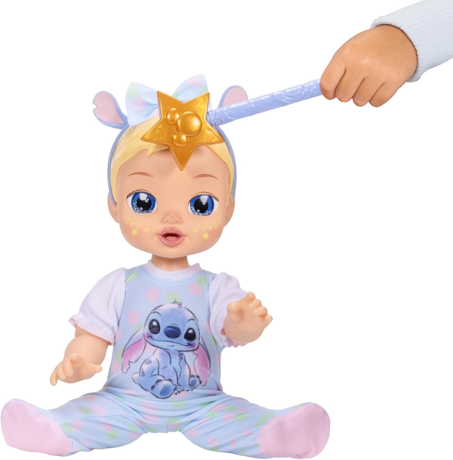 Disney Darlings 13-Inch Interactive Baby Doll – Magical Lights, Sounds, Music & Wand – Stitch -Inspired Nurturing Doll with Accessories – Multiple Skin Tones, Eye Colors – Ages 2 and Up