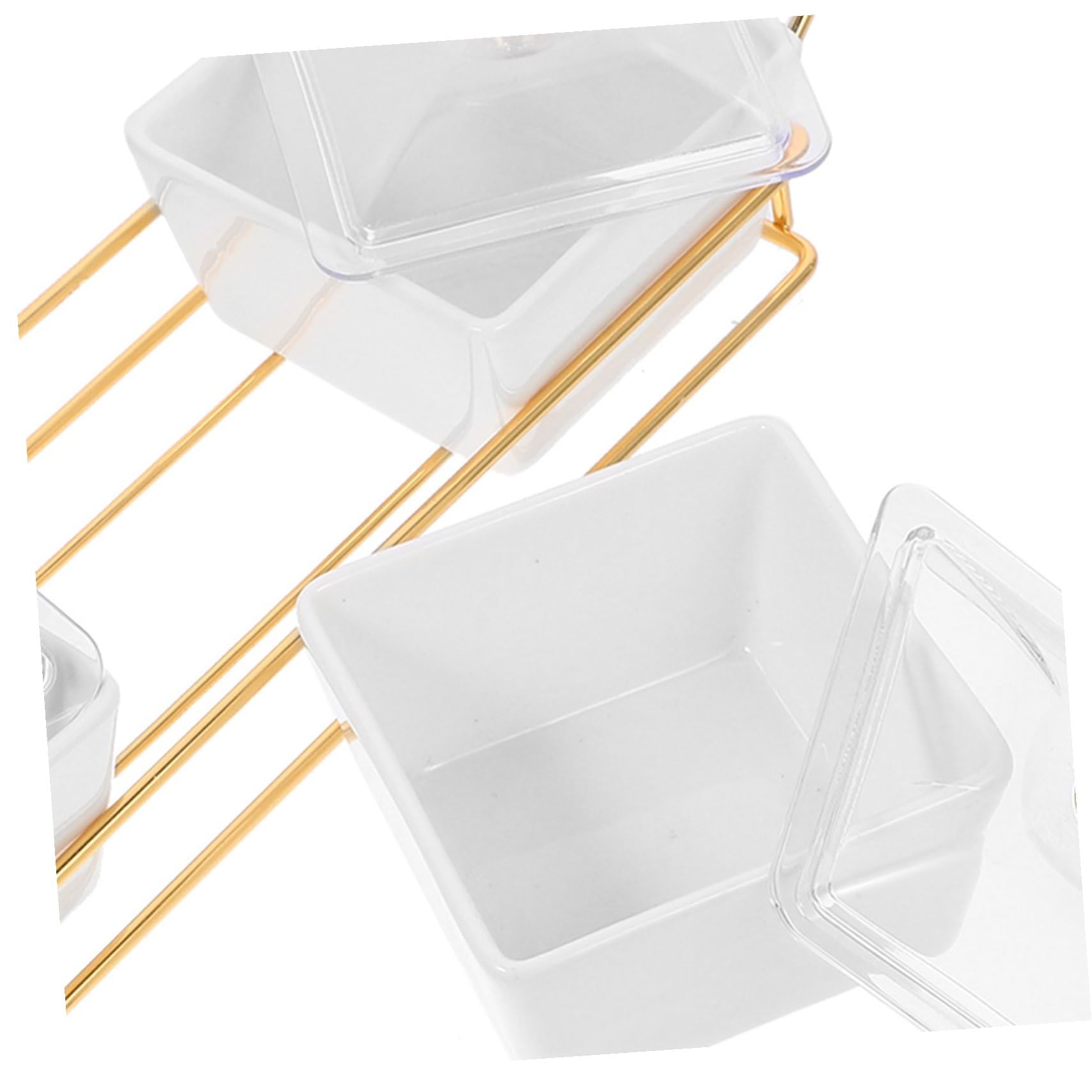 BESPORTBLE Vassoio da Portata in Ceramica Coperchio e 3 Scomparti | Bianco, Design Multicomparto, Ferro Integrato, Uso Versatile per Dolci, Snack e Condimenti