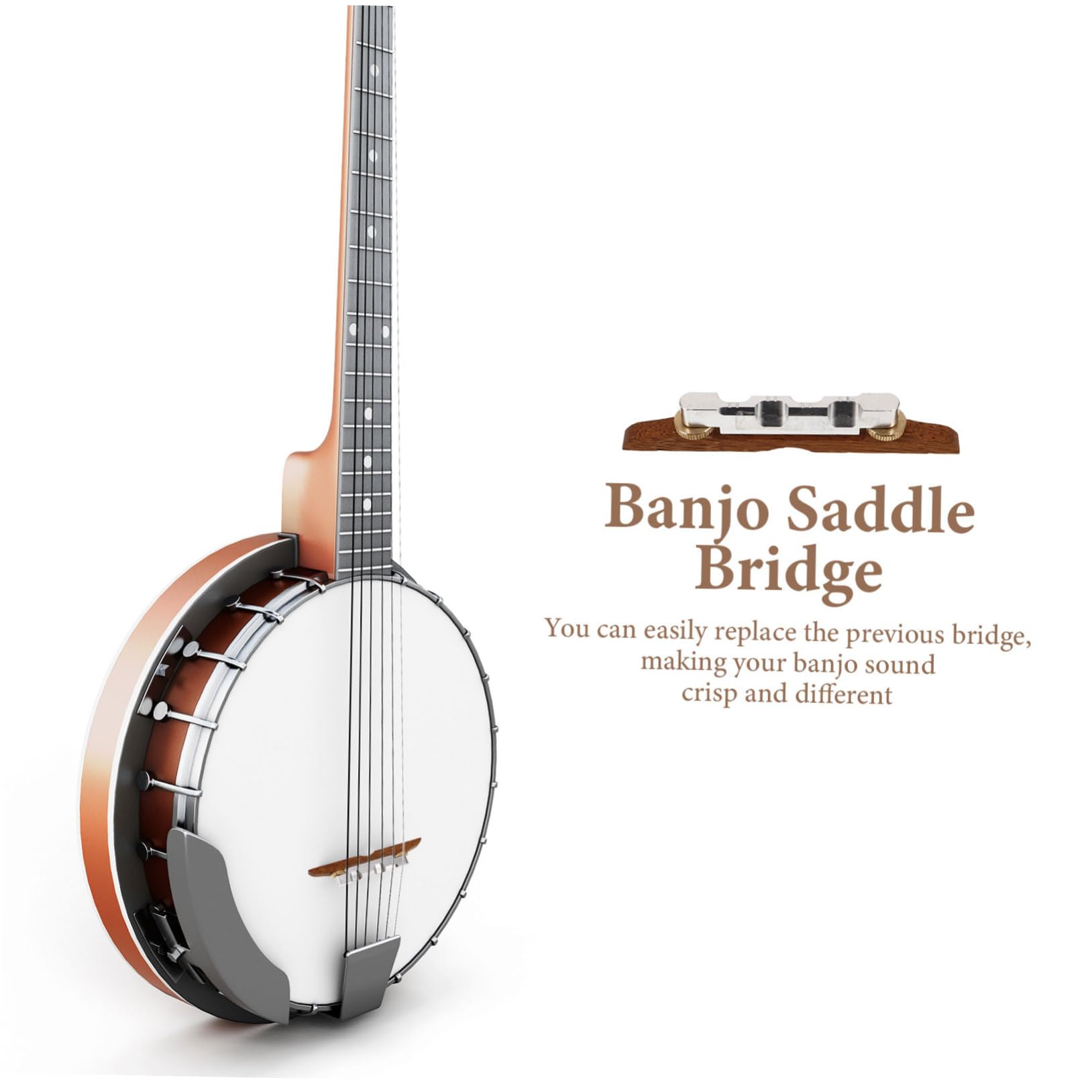Kisangel Chevalet de Banjo en Bois de Palissandre Pièce de Remplacement Stable et Lisse Accessoire pour Banjo à Cordes Pont pour Instrument de Musique Adapté aux Amateurs et Professionnels