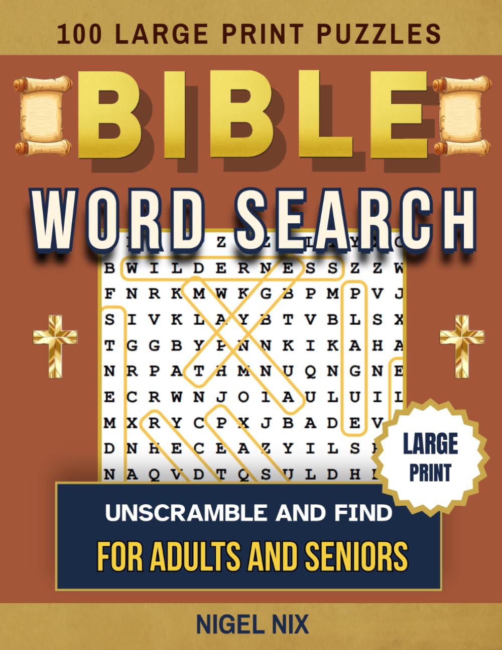 Bible Word Search: 100 Bible-Themed Word Scramble & Search Puzzles for Adults and Seniors - Large Print