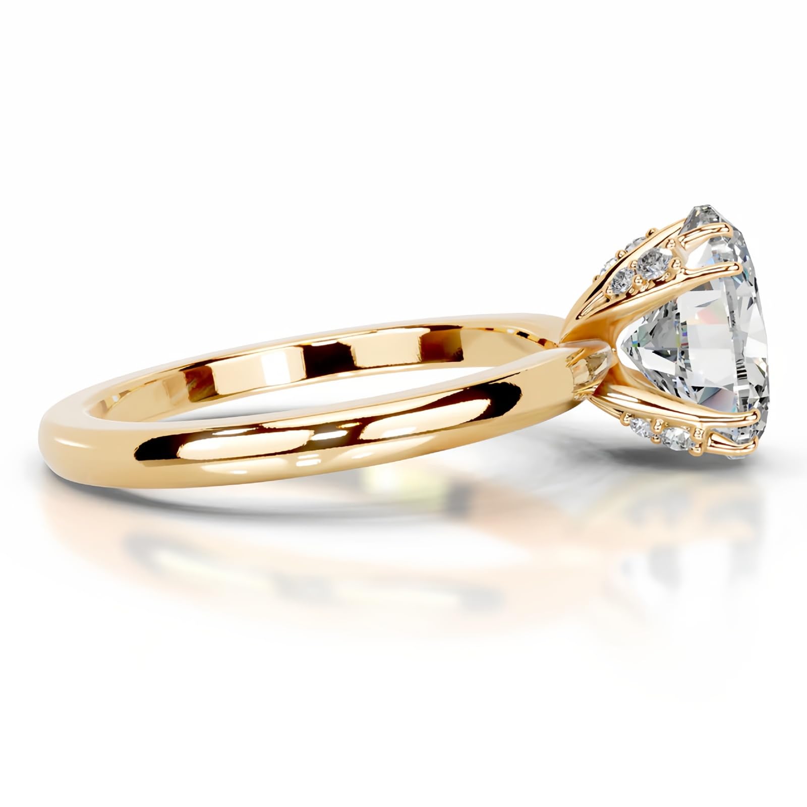 Anillo de oro amarillo para mujer, anillo con moissanita ovalada de