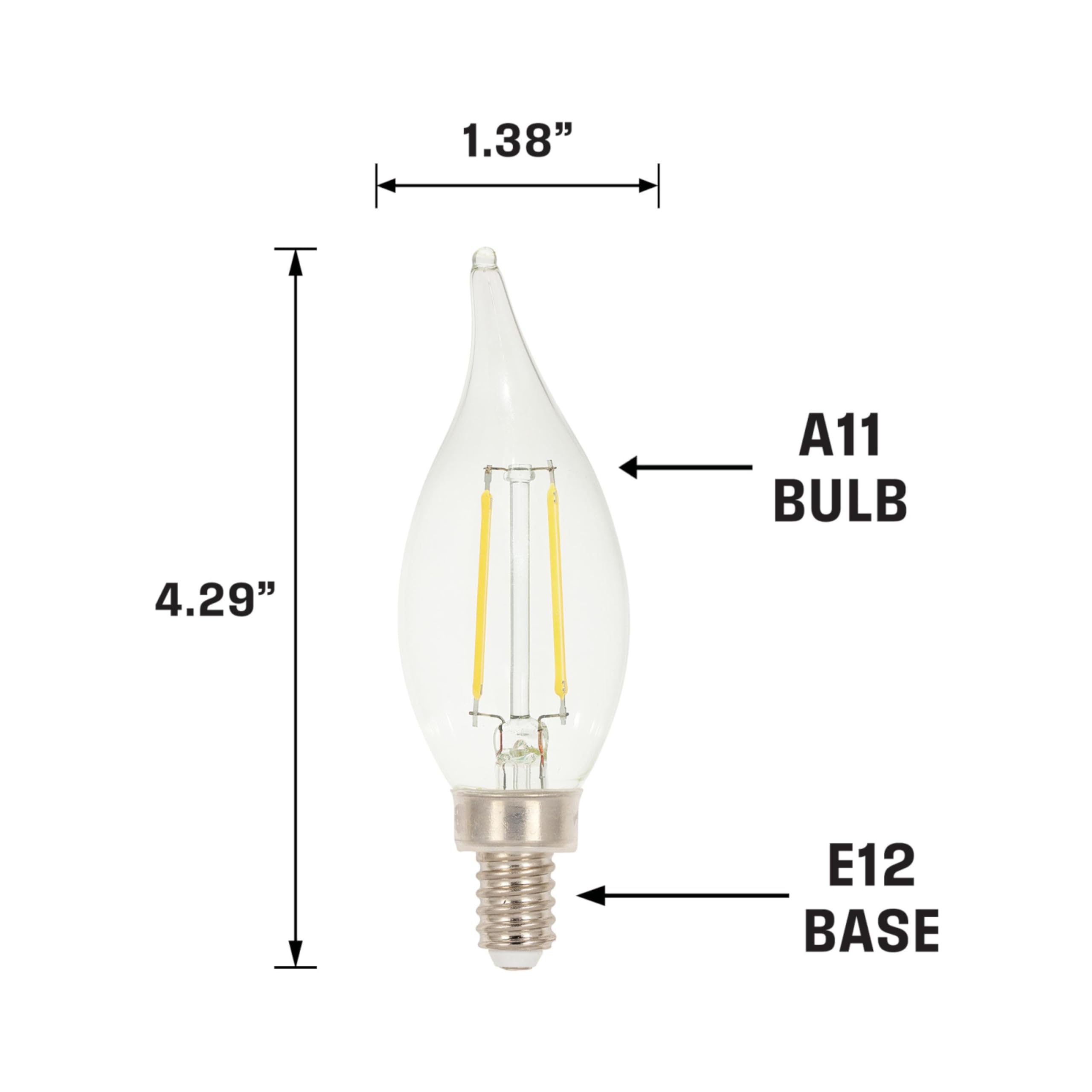 Westinghouse Lighting 5264100 3 3 Watt 40 Watt Equivalent CA11 Dimmable Clear Filament LED Light Bulb Candelabra Base — view 2