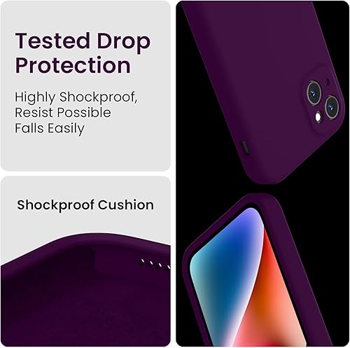Miniatura 4 de FireNova Funda diseñada para iPhone 13, funda de silicona mejorada protección de cámara con 2 protectores de pantalla, forro interior de microfibra