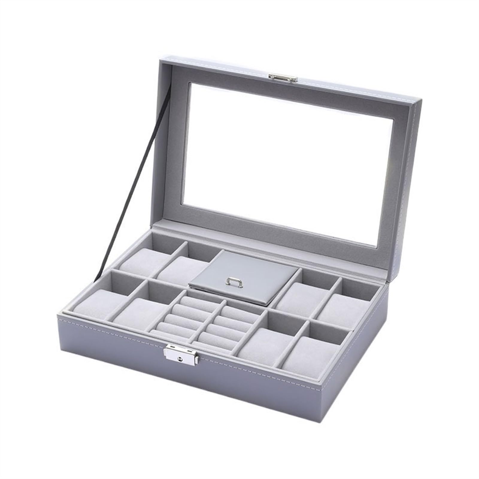 ANVLOJRIH Watch Box Multifunctional Jewelry Storage Box Ring Watch Storage Box PU Leather Watch Stand Jewelry Display Box Watches Box(A)