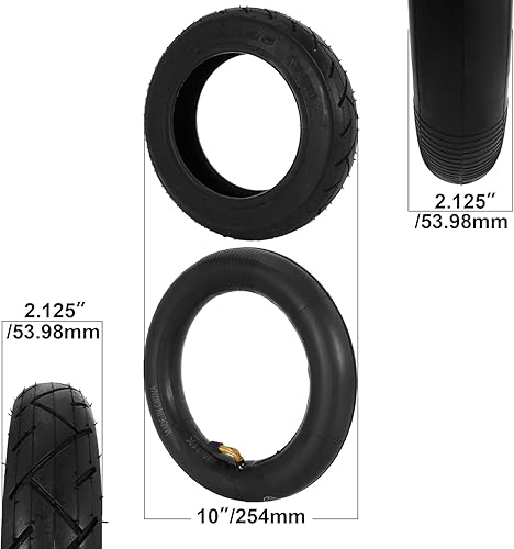 Miniatura 2 de Neumático de 10 x 2.125 y tubo interior con vástago de válvula de 0 compatible con scooter de autoequilibrio, bicicleta eléctrica inteligente,