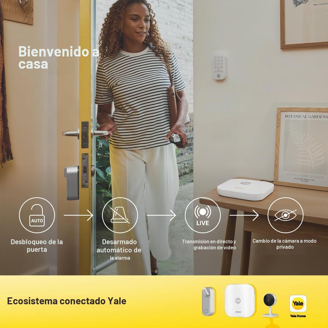 Yale - Kit de Inicio de Alarma Inteligente - | 5 Piezas | Armar, Armar parcialmente, Desarmar | Controlar 4 áreas de Seguridad | Alarmas en Tiempo Real