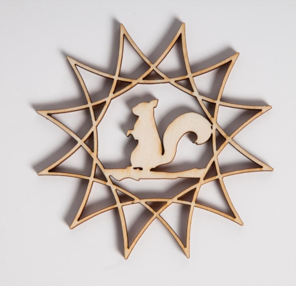Weihnachtsstern 5-er Set W159 mit Vogel, Tanne, Komet, Eichhrnchen, Hirsch  aus Pappelholz, 8,1 cm Durchmesser : Amazon.de: Kche, Haushalt & Wohnen
