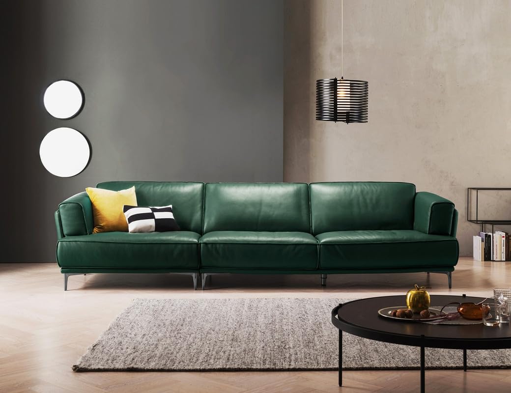 Fabrique Cordel 4 Seater with Puffy Diligent Leatherette Dark Green Sofa Set| Comfortable Furniture for Home Office & Living Room | Easy to Move with Stainless Steel Legs (B0D8T8VNS2) Amazon Price History, Amazon Price Tracker