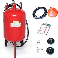 Parts-Diyer 20 Gallon Portable Sandblaster: 65-125 PSI High-Pressure Abrasive Blaster Tank w/6" Wheels & 10FT Hose, Red
