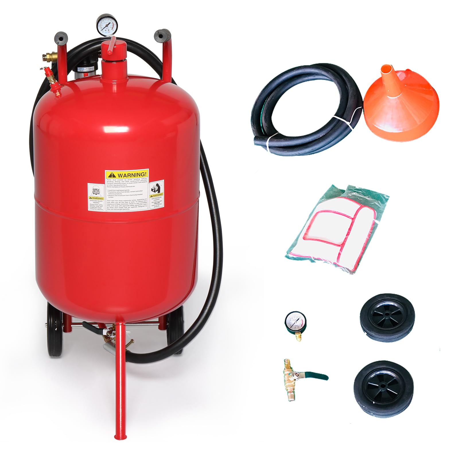 20 Gallon Portable Sandblaster Air Sand Blaster 65-125 PSI High Pressure Air Media Abrasive Blasting Tank w/6