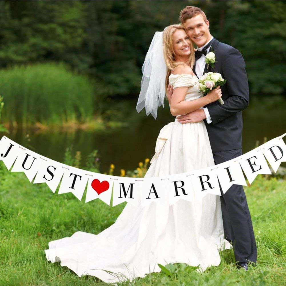 Just Married Wedding Banner Car Decorations (Banner (Pre-Strung))