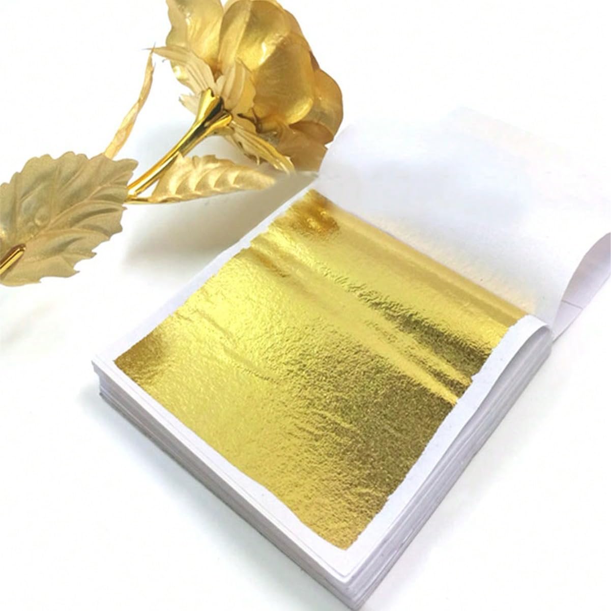 100 Fogli Di Oro Finto Blu 14x14 Cm, Per Decorazioni, Artigianato, Unghie E Sculture, Lamina Sottile In Confezione Protettiva