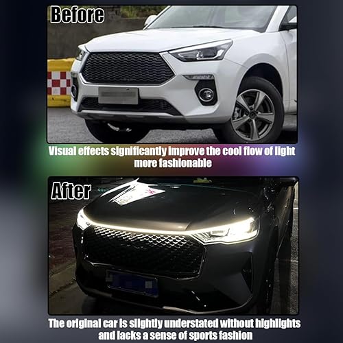 Miniatura 4 de BELOMI Tira de luz LED para capó de automóvil, 70 pulgadas, flexible, impermeable, luz de circulación diurna, lámpara de ambiente decorativa