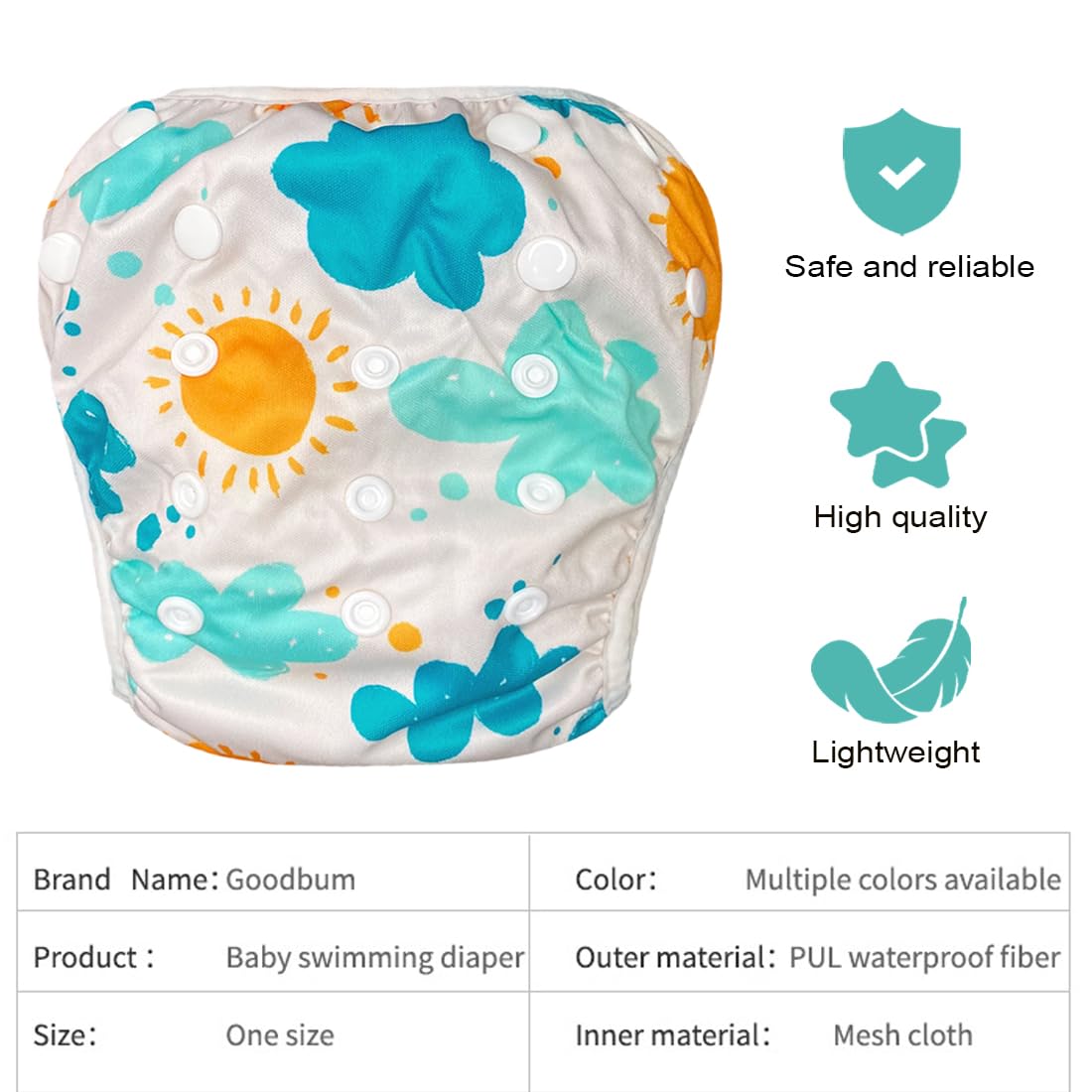 1 Pezzo Pannolino da Bagno Nuovo, Riutilizzabile, Adorabile, con Volant, per Bambine/Ragazze, Costume Contenitivo Neonata, Costumino, Pannolino Piscina Neonato (1-2 anni)