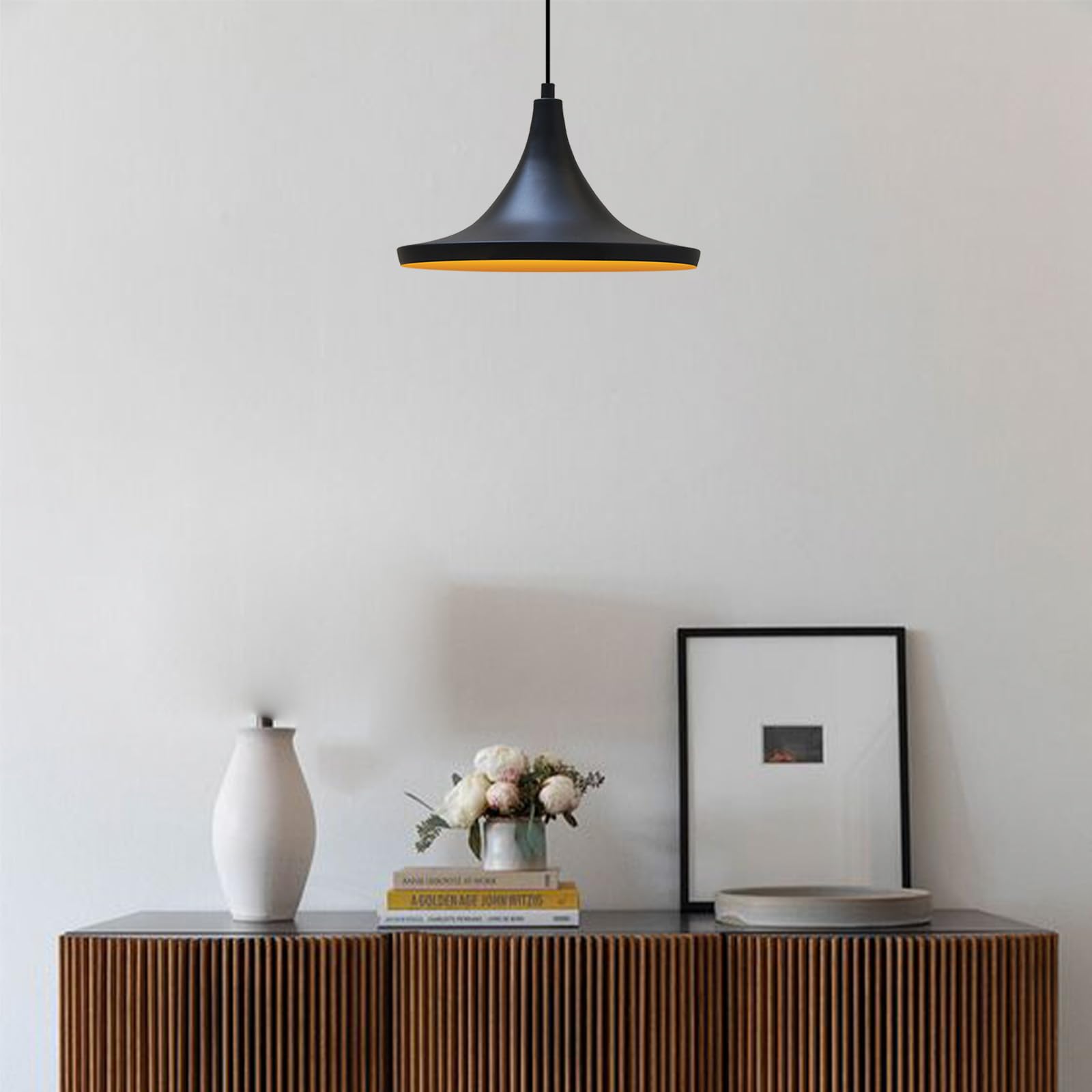 bamyum Genisy Pendelleuchte 31 cm Hängelampe Metall E27 Moderne Innen Esstisch Lampe, Skandinavisch Pendellampe für Schlafzimmer Wohnzimmer Küche Esstisch, Schwarz Küchenlampe Hängend