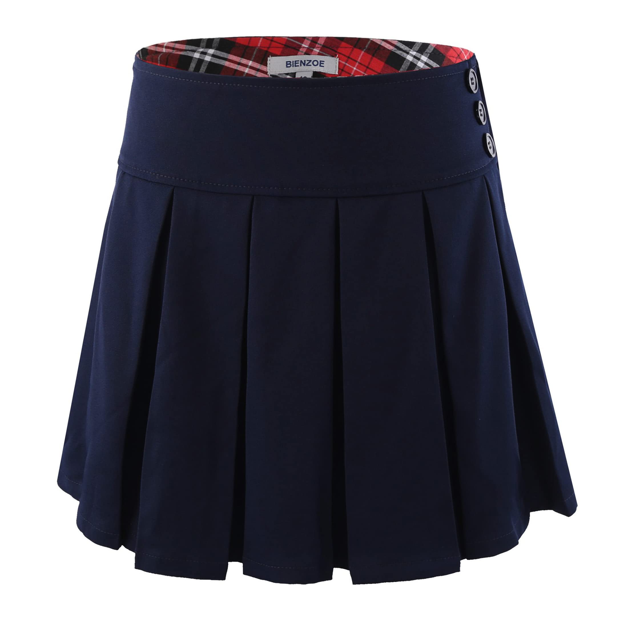 Bienzoe Niña Escolar Uniforme Faldas: Niños Ajustable Cintura Elástico Falda