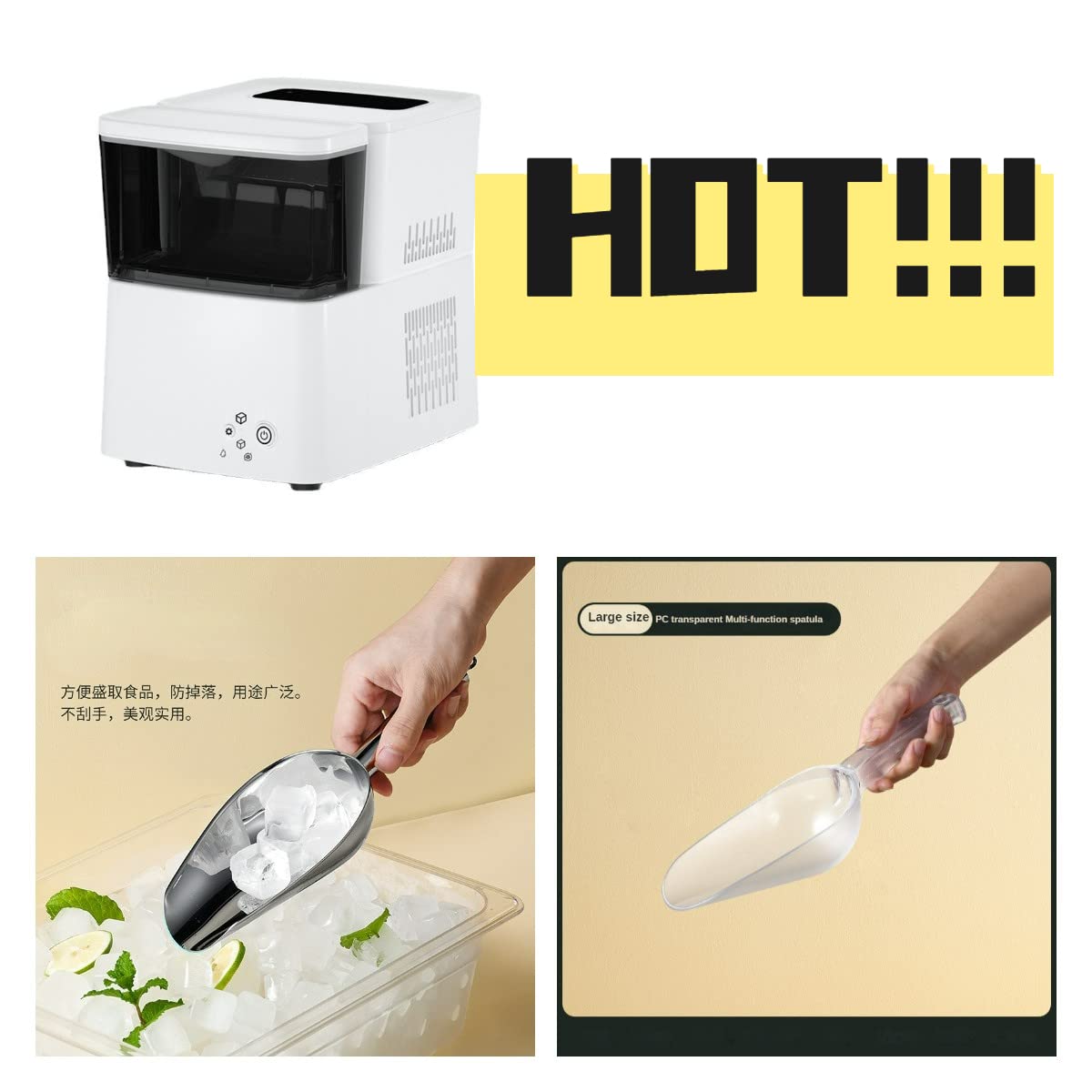 Máquina para fabricar hielo sobre encimera Máquina de cubitos de hielo for restaurante frío, máquina de hielo comercial, máquina de hielo, tienda de té de la leche comercial Máquina de hielo eléctrica