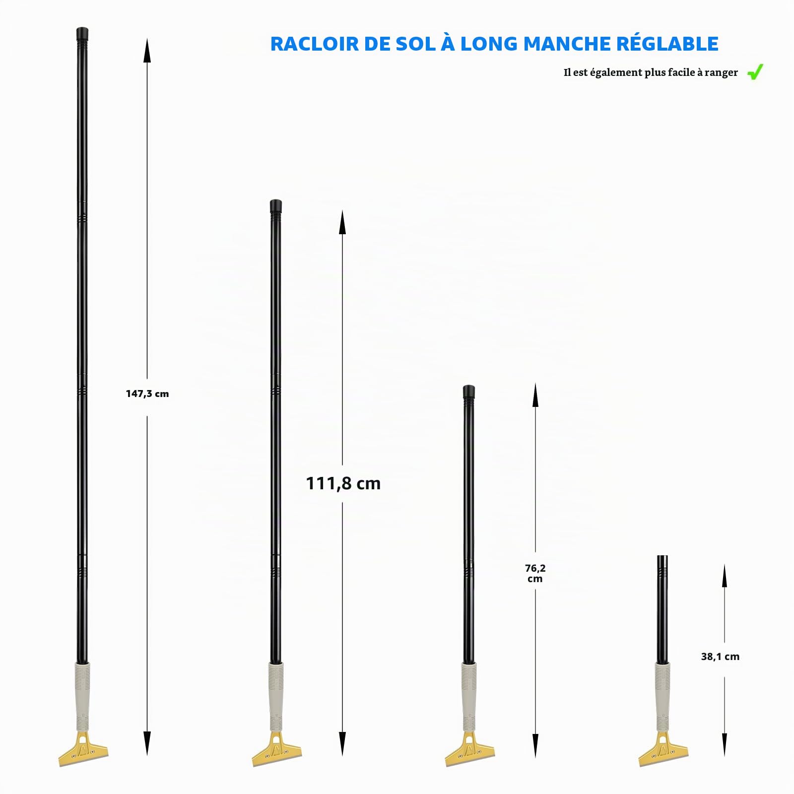 EHDIS Kit Grattoir Vitre - Grattoir 4INCH avec Long Manche(15-58INCH) et Grattoir Plaque Vitrocéramique, avec 30 Lames, pour Carrelage, Papier Peint, Colle, Miroir, La Table de Cuisson