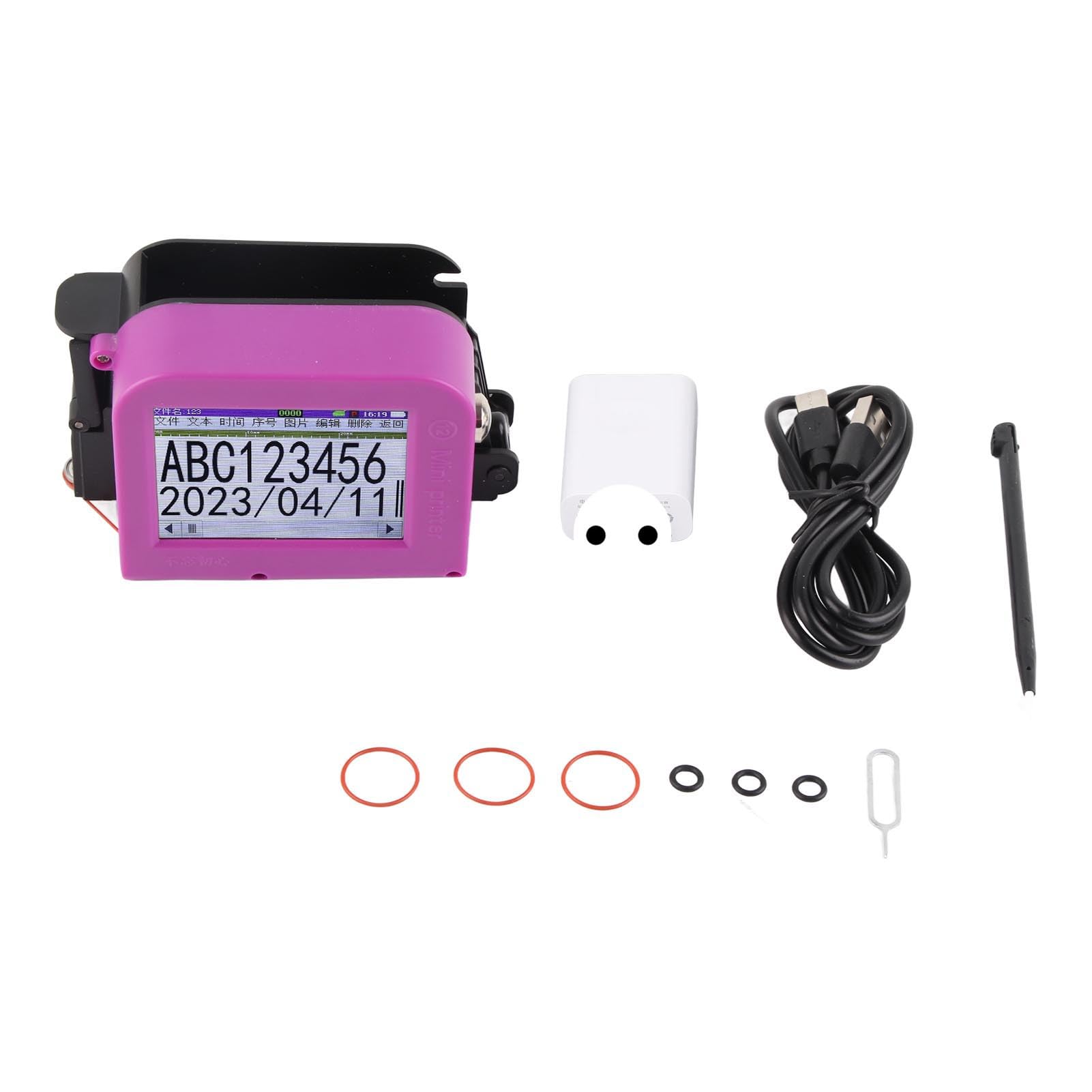 Fafeicy Impresora de Inyección de Tinta Portátil DP19, Pantalla Táctil LED, 20W, Altura de Impresión 12,7mm, Batería 1200mAh